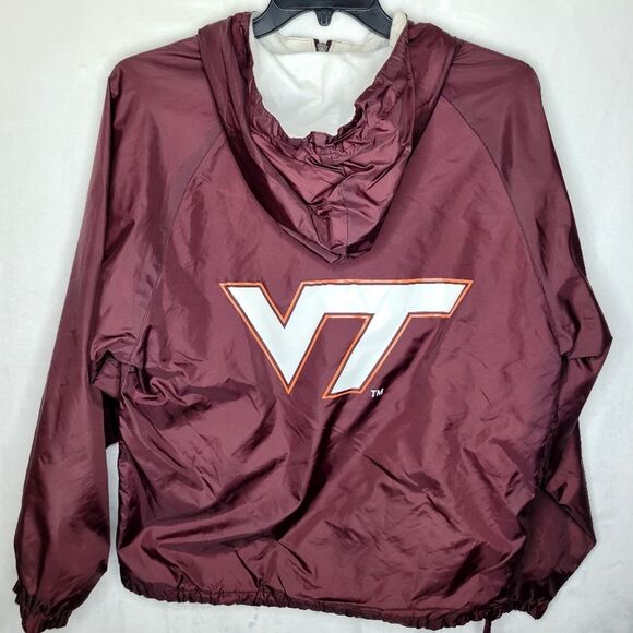 Vintage Virginia Tech Hokies Maroon Windbreaker Hooded Pullover Size Small - Picture 2 of 15